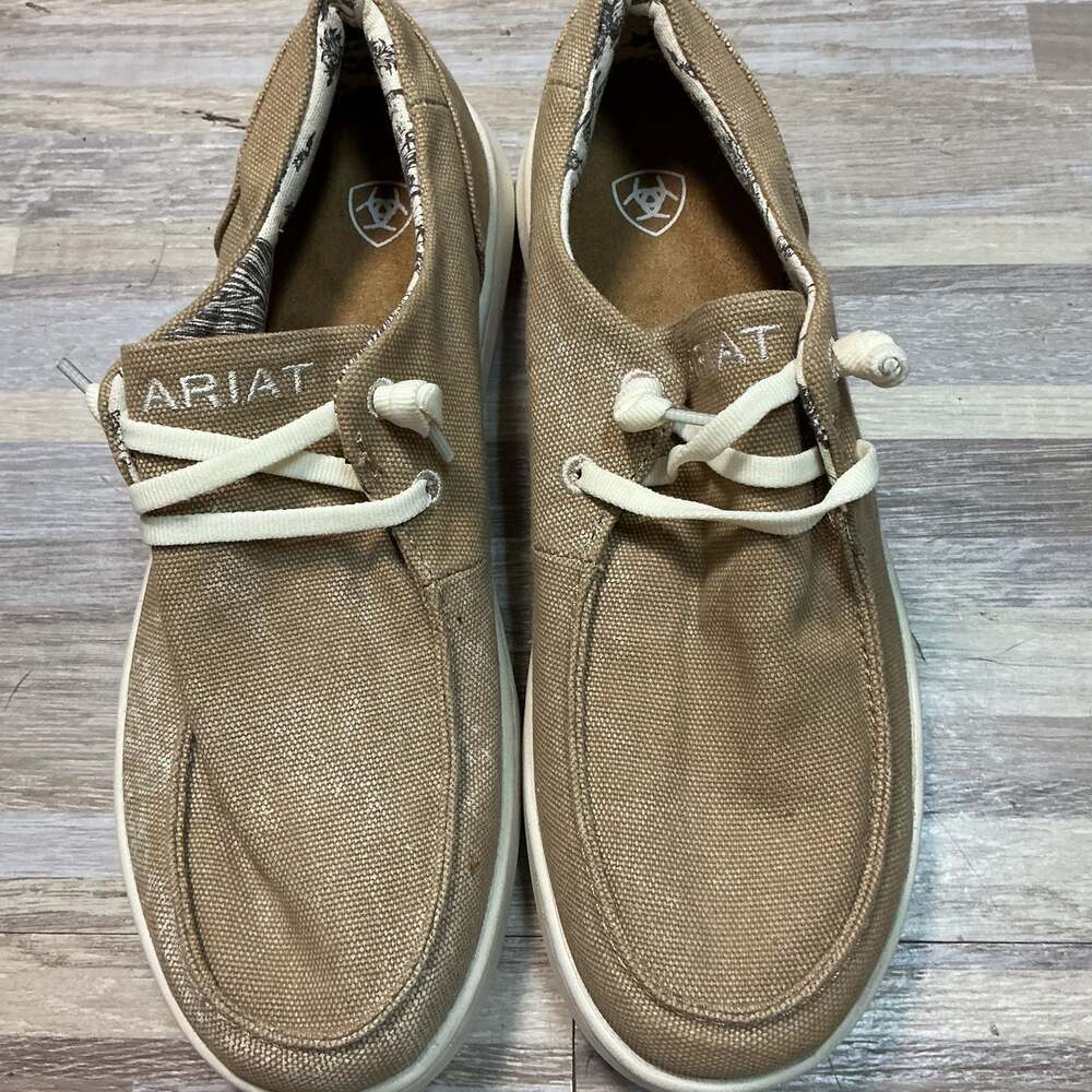 Ariat Hilo Washed Tan Canvas Slip On Shoes Casual Sneakers Women 8B Style 100402